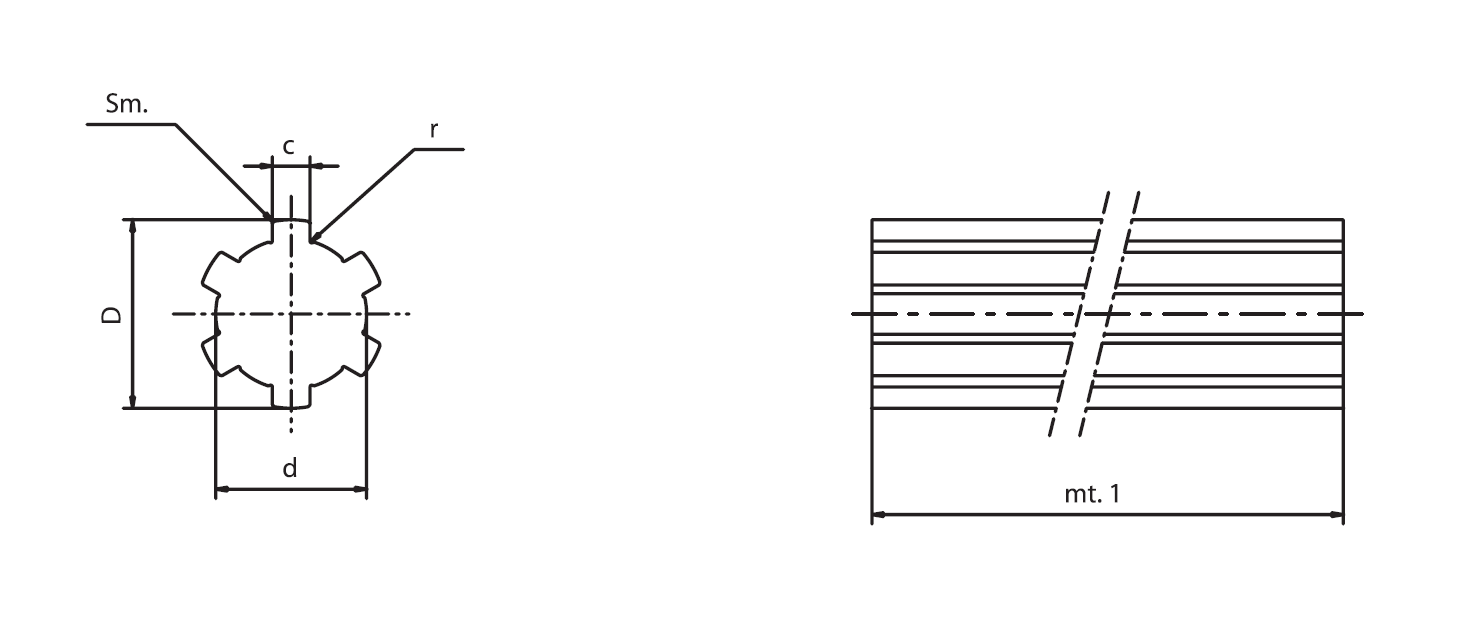Disegno tecnico Alberi Scanalati AS Disegno tecnico Alberi Scanalati AS